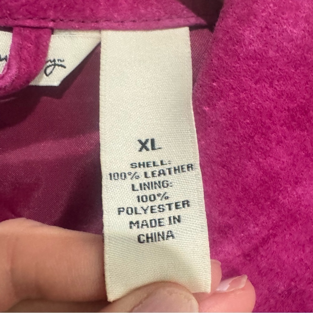 VTG French Laundry Womens XL Pink Suede Leather Grunge Barbiecore 90's Preppy - Picture 4 of 12